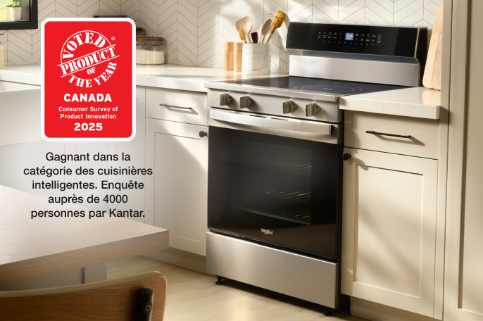 Une cuisinière électrique intelligente Whirlpool® de 30 pouces avec revêtement WipeClean™ Une cuisinière électrique intelligente Whirlpool® de 30 pouces avec revêtement WipeClean™