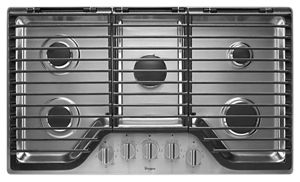 Whirlpool 36 inch 5 Burner Gas Cooktop with EZ-2-Lift™ Hinged Cast-Iron Grates